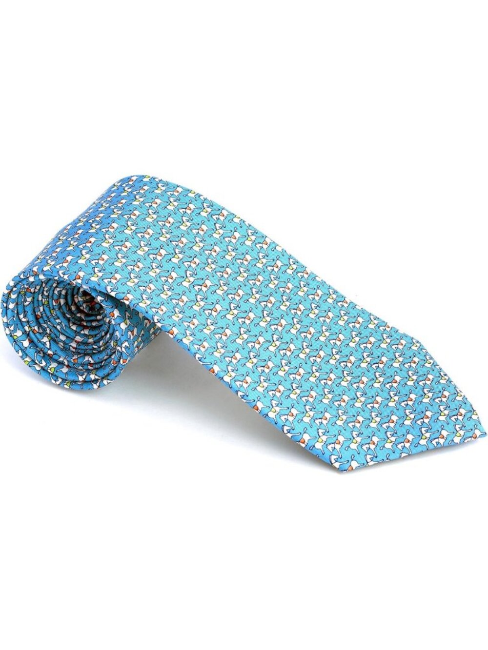 Silk Necktie for Men - Horse Print Tie in Blue - Elegant Fashion Accessory
